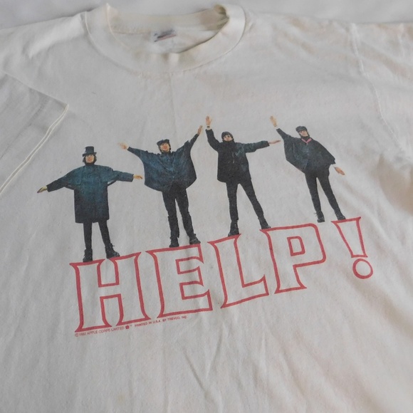 Vintage HELP! Beatles White T-Shirt - Picture 1 of 5